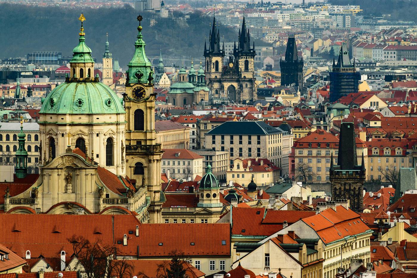 Church towers and rooftops of Prague’s old town